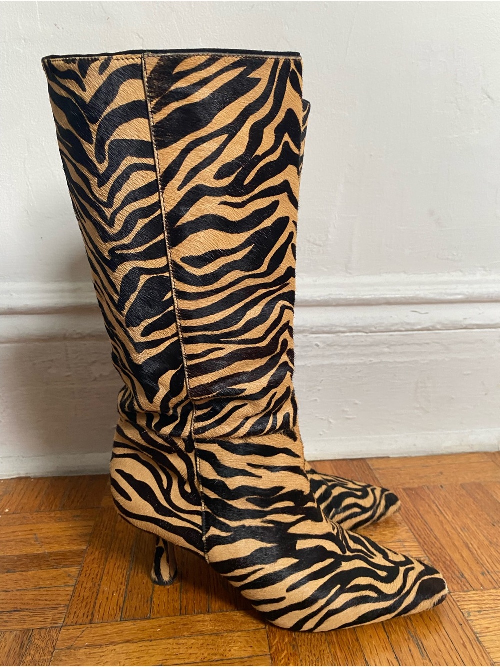 Sam Edelman Zebra-Print Genuine Calf Hair Knee High Boots - Picture 12 of 14